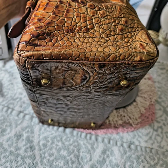 Brahmin Brown Tan Croc-Embossed Satchel - Picture 8 of 12